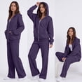 thumbnail image 3 of VV AVEORS Sweatsuits Women 2 Piece Outfit Zip Up Jacket Comfort Jogger Set Fleece Hoodie And Sweatpants Set Matching Sweat Sets Purple S, 3 of 4