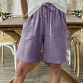 thumbnail image 2 of Womens Pants Summer Knee Length Linen Wide Leg High Waisted Beach Casual Vacation Short Women's Business Casual Slacks Purple XXXL, 2 of 5