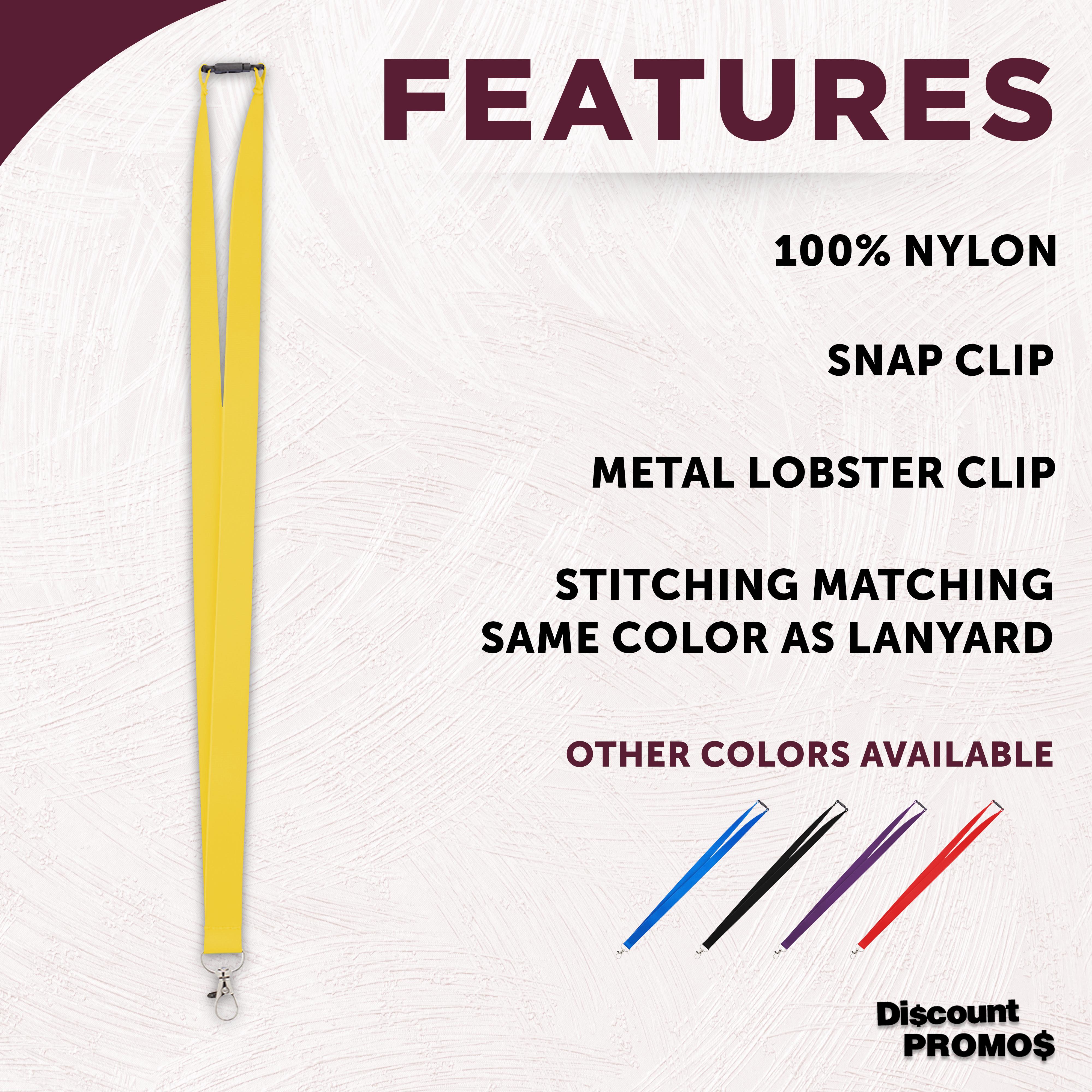 Pop Nylon Lanyards with Snap and Lobster Clip Set of 10, Bulk Pack - Perfect Item to Give to Employees, Students or Even to Sport Fans - Yellow