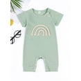 thumbnail image 2 of Genuiskids Summer Newborn Baby Girl Boy Short Sleeve Romper Cotton Blend Minimalism Jumpsuit Solid Color One Piece Outfit, 2 of 8