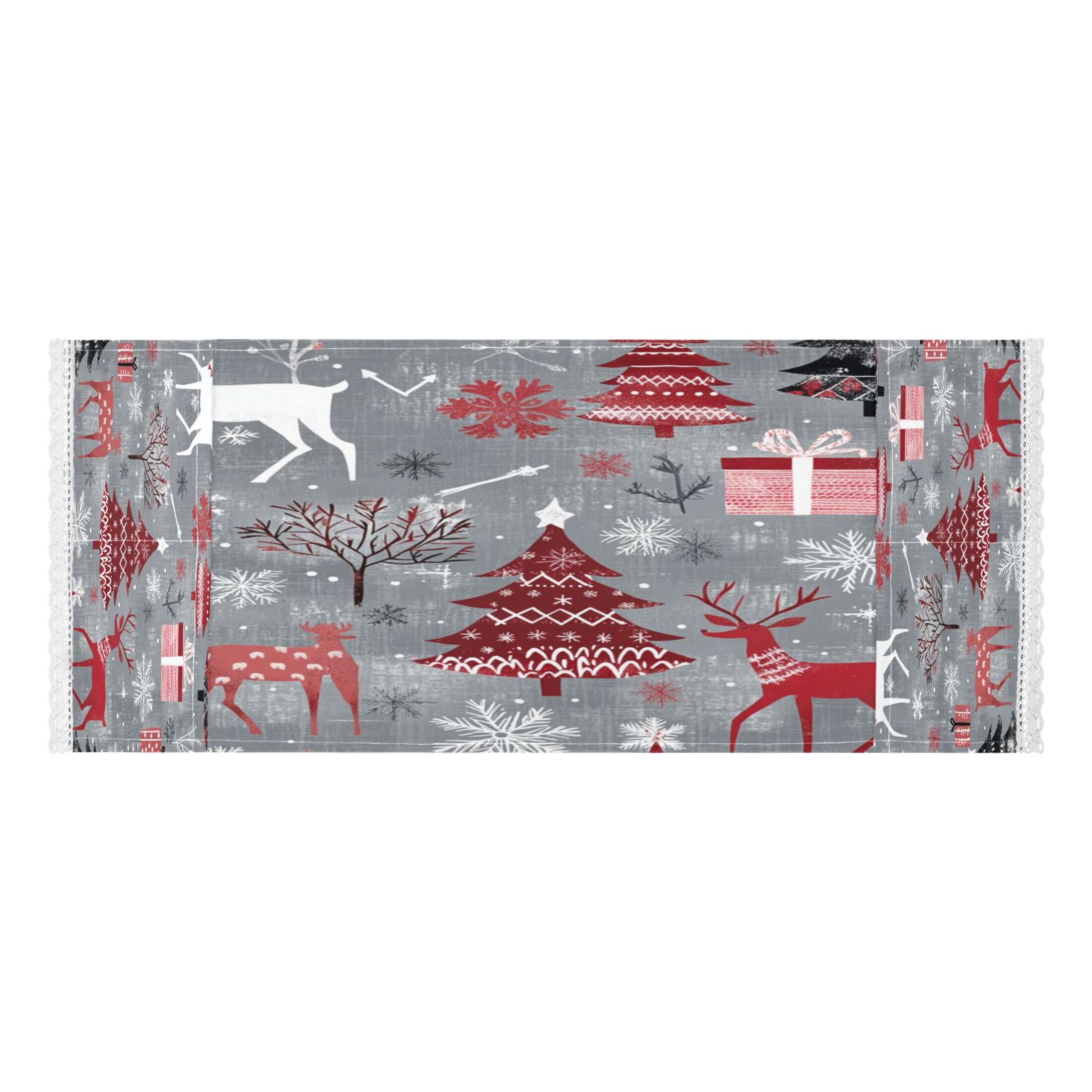 WOBOGO Red and White Christmas Tree Patterns Washing Machine Cloth Dryer Refrigerator Top Cover Protective Non-Slip Mat For Kitchen Laundry