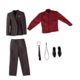 thumbnail image 2 of Ropa de figura masculina a escala 1/6, traje completo, ropa informal, elegante, pantalones de vestir, abrigo de disfraz para muñecos masculinos de gris oscuro, 2 of 9