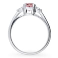 thumbnail image 4 of BERRICLE Sterling Silver 3-Stone Red Round Cut Cubic Zirconia CZ Fashion Anniversary Ring for Women, Rhodium Plated 0.8 Carat Size 5, 4 of 9