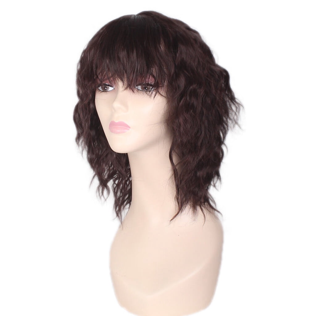 DOPI Human Hair Wigs For Women Black Color Natural Lace Hair Fashion Women's Sexy Full Bangs Wig Short Wig Small Volume Wig