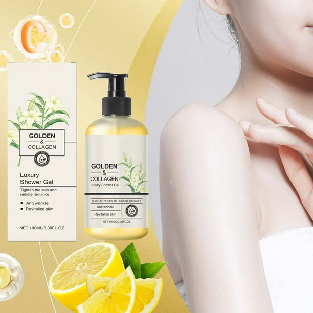 Gel de ducha Luxurys Gel de ducha Gel de ducha Gel de ducha Golden Collagens Hidratante y nutritivo Blanqueador e iluminador Mejora el tono desigual de la piel 100 ml Gel de ducha hidratante corporal