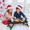 thumbnail image 2 of Artmeer Bamboo Bed Tray Table with Folding Legs, Breakfast Serving Tray and Laptop Desk for Bed, Sofa, Eating and Snacks (Black) Large Size, 2 of 7