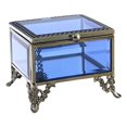 thumbnail image 1 of Caja de cristal azul personalizada, vitrina decorativa para tocador, organizador de joyas, regalo de para amiga, hija, , niña, mujer, Zulema vitrina de joyas, 1 of 7