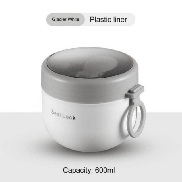 YOPTOP 1pc 600 ml Insulated Lunch Box with Keeps Food Fresh and Hot All Day,white