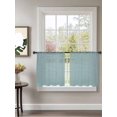 thumbnail image 2 of Blue Linen Sheer Curtains 45 Inch Long 2 Panels, Farmhouse Pure Color Country Vintage Light Filtering Rod Pocket Semi Sheer Curtains, Sheer Voile Drapes for Living Room Bedroom, 52"x45", 2 of 5