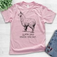 thumbnail image 2 of Kids Llama Said Knock You Out Shirt, Youth Kids Boy Girl T-Shirt, Funny Animal Tee, Llama Pun Shirt, Hip Hop Tee, Light Pink, Large, 2 of 4
