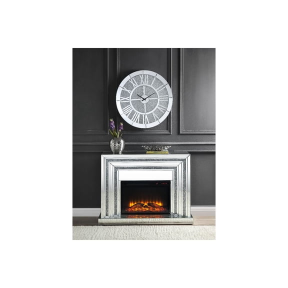 ACME Noralie Fireplace, Mirrored & Faux Diamonds