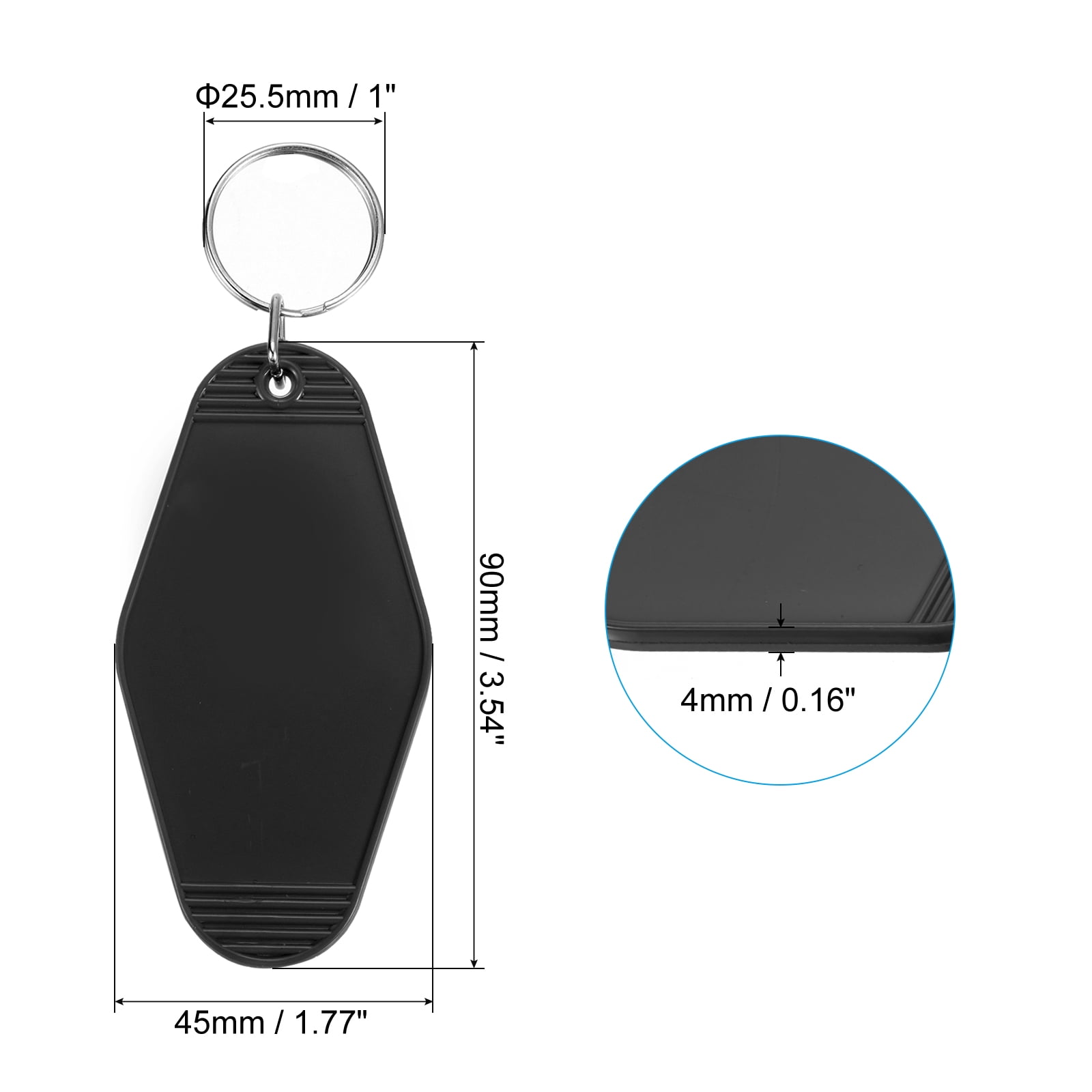 Uxcell Vintage Motel Keychain Blank Hotel Keychain Rhombus Retro Key Tags Black
