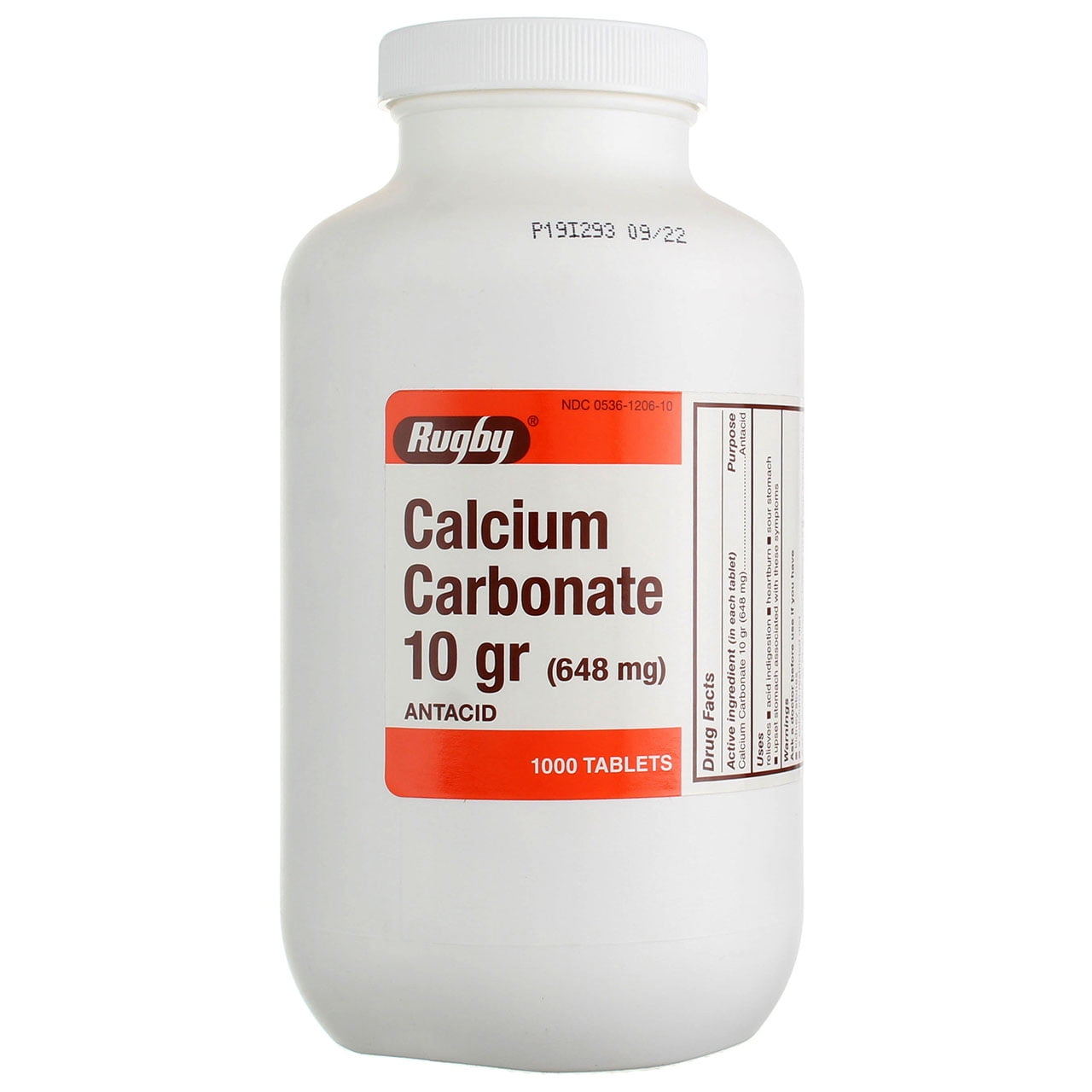 Rugby Calcium Carbonate Tablet, 648 mg, 1000 Count