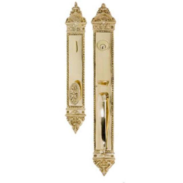 Jeu de Poignées Européennes 2-.37 in. Simple Pêne Dormant Laiton Antique
