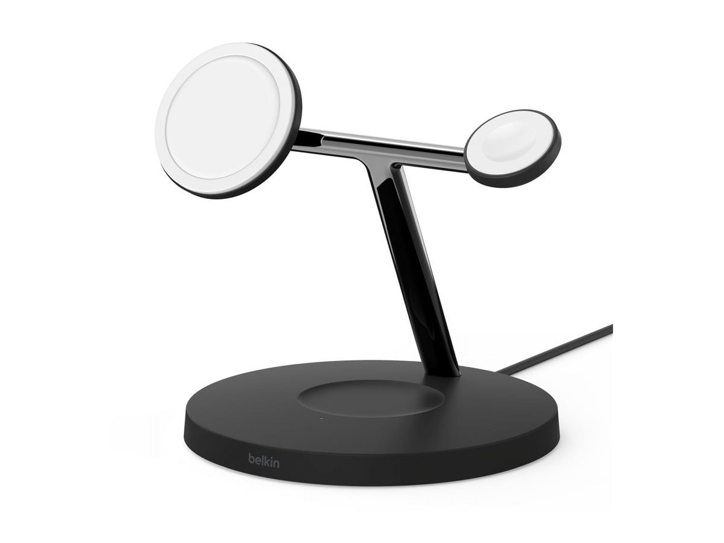 Restored Belkin MagSafe 3-in-1 Wireless Charging Stand (Older 2021 Release) for Apple Watch, iPhone Series, AirPods, Black (Refurbished)