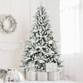 thumbnail image 7 of Tcbosik 5ft Snow Flocked Artificial Christmas Tree with Hinged Branches, Unlit Xmas Tree with Metal Stand for Holiday Decoration, Snowy Green, 7 of 7