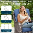 thumbnail image 4 of Unnifurnzi Outdoor Swivel Glider Patio Chairs-Patio Swivel Chairs Set of 4 with 6 Inch Thick Cushions High Back Patio Chairs for Deck Porch Poolside Balcony-Brown/Blue, 4 of 7