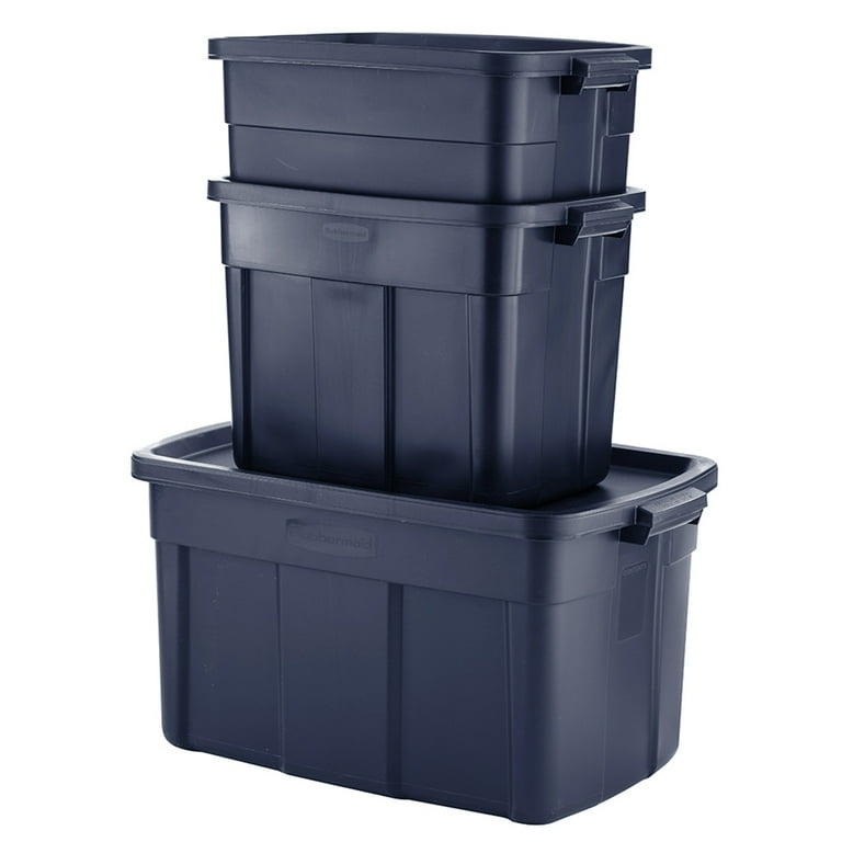Rubbermaid Roughneck Large 18 Gallon Totes with Lids, Stackable