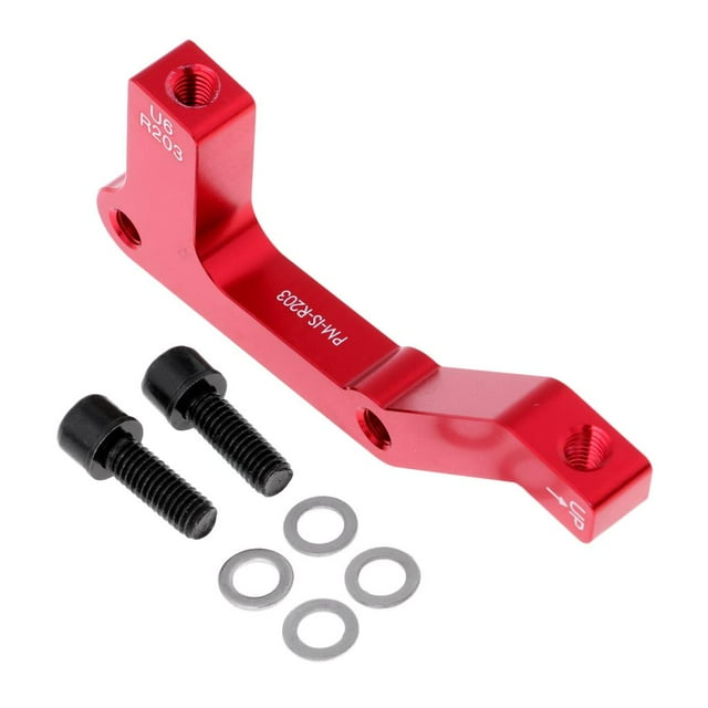 Adaptador universal para freno de disco de bicicleta MTB, compatible con pinza delantera y trasera de 203 mm. Rojo trasero
