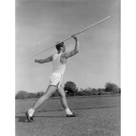 Athlete Throwing the Javelin Poster Print - 18 x 24 in.