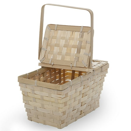 Watermelon Picnic Basket - Garden Winds Rect Bamboo Weave Picnic Basket with Lid Small - Natural 10in