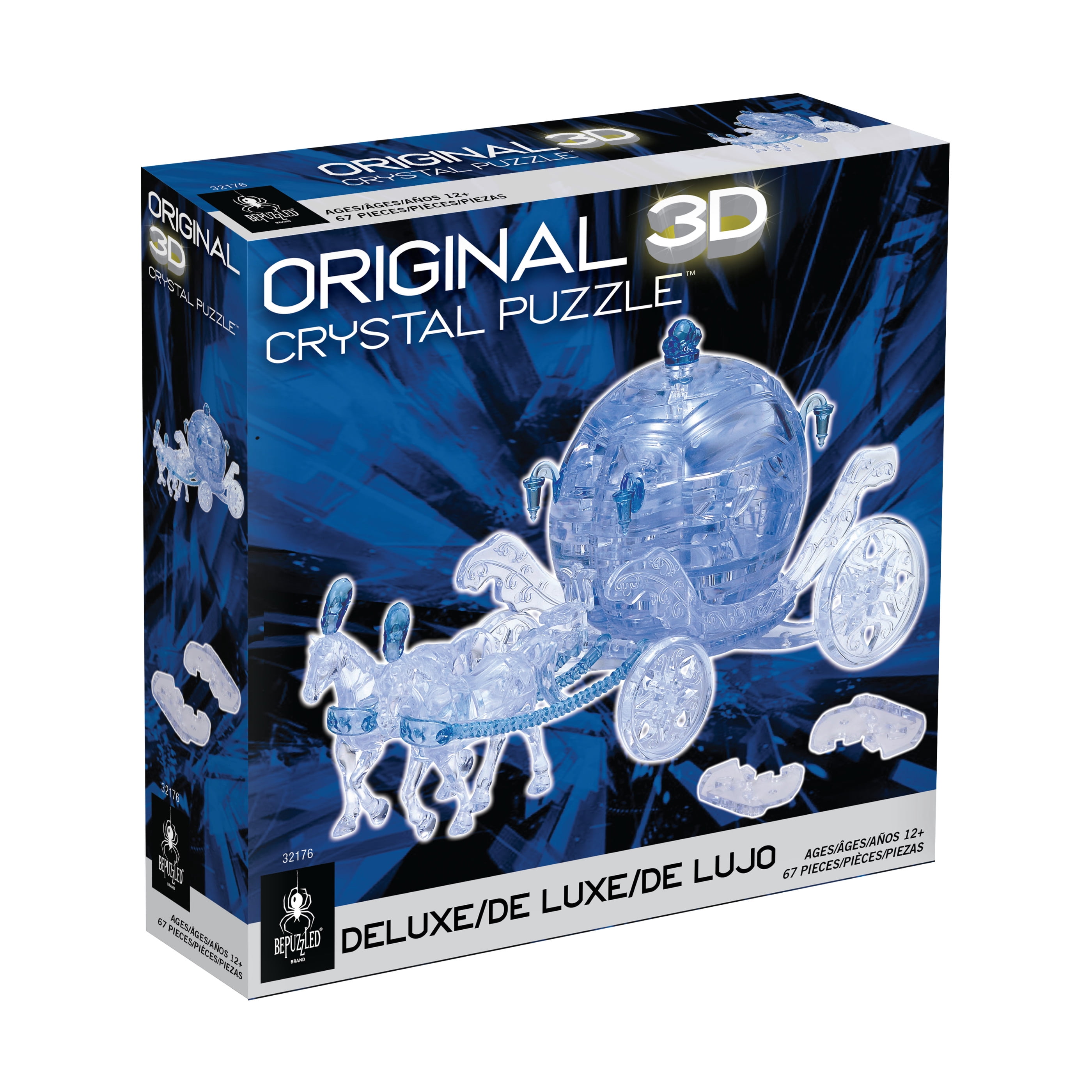 BePuzzled 3D Crystal Puzzle - Royal Carriage (Blue/White): 67 Pcs