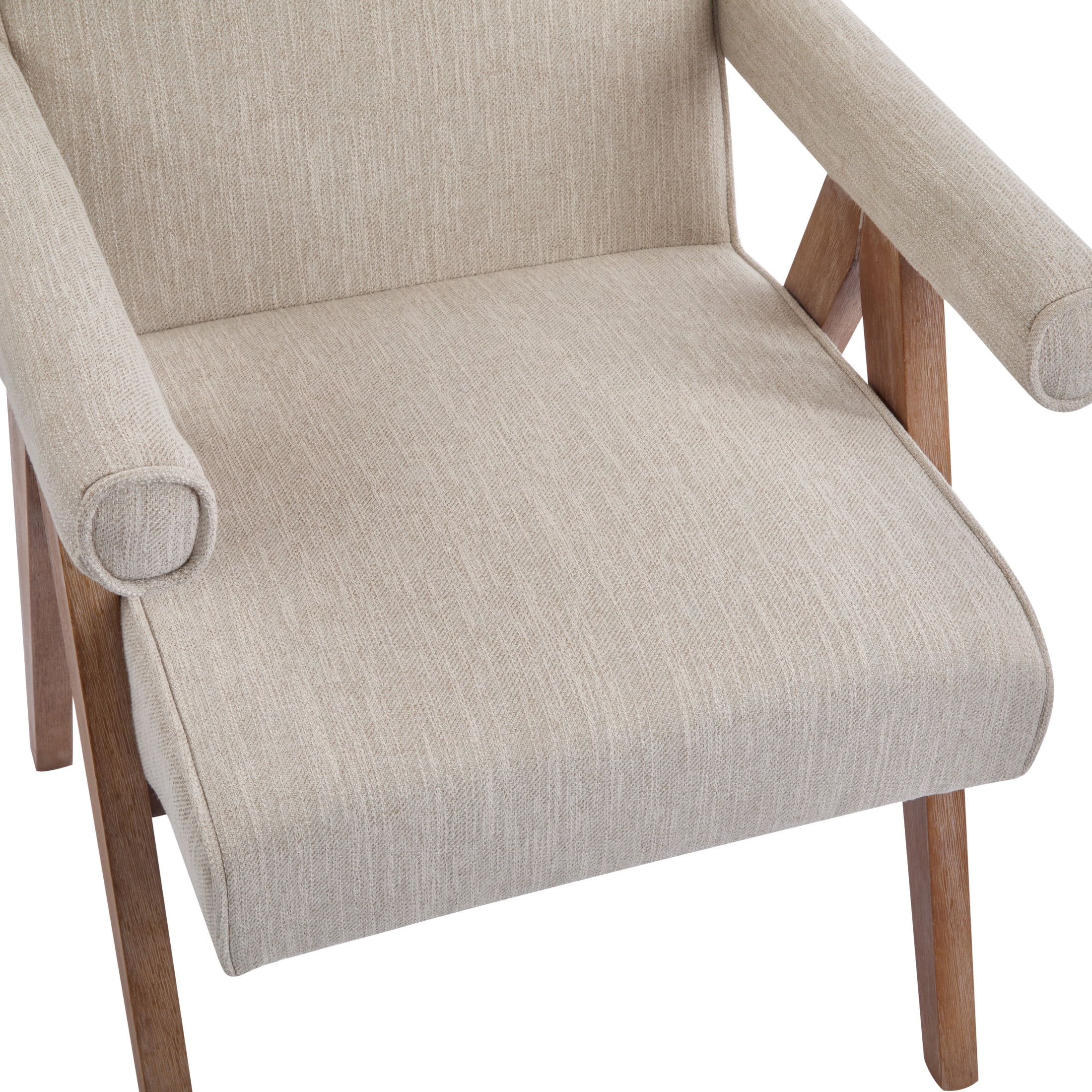 Modern Fabric Upholstered Dining Chair, Rubberwood Frame, Beige, Set of 2