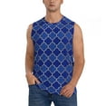 thumbnail image 1 of KLL Blue Gold Grid Lantern Shapes Print Workout Tank Tops Gym Sleeveless Fitness Muscle Tee-Small, 1 of 7