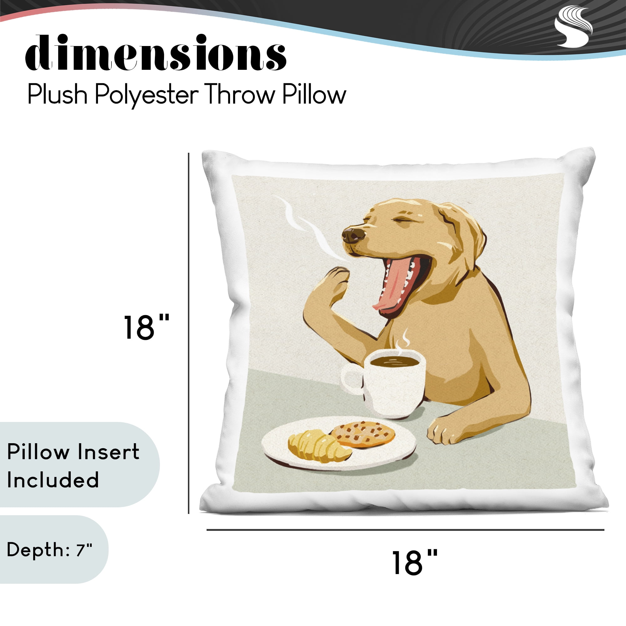 Stupell Industries Yawning Dog Morning Coffee Decorative Printed Throw Pillow, design by Ziwei Li, 18 x 7 x 18