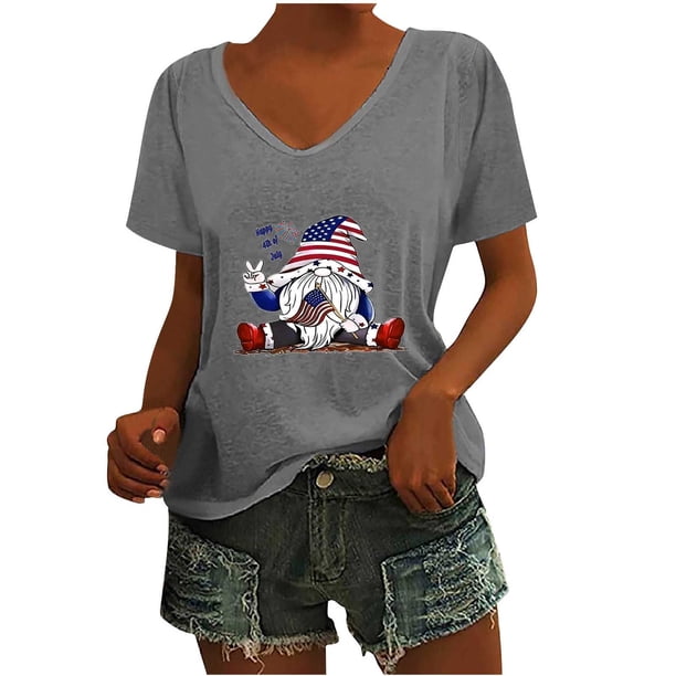 Camisetas de Cuello Redondo Impreso Gradiente de las Mujeres, Manga Corta Casual Top para el Uso Diario