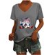 thumbnail image 1 of Camisetas de Cuello Redondo Impreso Gradiente de las Mujeres, Manga Corta Casual Top para el Uso Diario, 1 of 5
