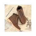 thumbnail image 5 of SIMANLAN Women Retro Biker Ankle Boots Lace Up Leather Chunky Heel Round Toe Anti Slip Shoes, 5 of 8