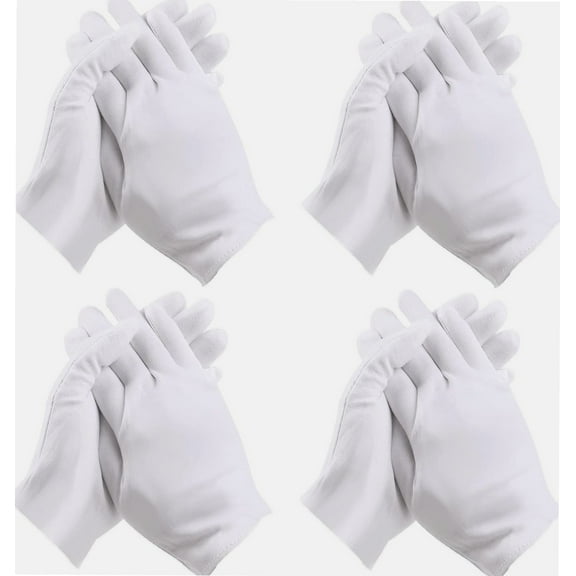 24 Pcs (12pairs) White Cotton Gloves for Dry Hands Moisturizing Gloves Hand Spa Gloves Jewelry Inspection Serving Checking Gloves Sleep Gloves for Women Men Cosmetic