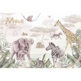thumbnail image 3 of Mural personalizado de alta gama de Milofi, jirafa de selva tropical, papel tapiz de dibujos animados cálidos, decoración del hogar para habitación de niños, 3 of 5