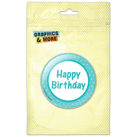 Happy Birthday with Teal Dots Pinback Button Pin Badge