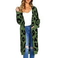 thumbnail image 2 of Women'S Cardigan Sweaters Leopard Long Sleeve Open Front Outwear Fall Winter Loose Knit Cheetah Long Cardigan Green L, 2 of 8