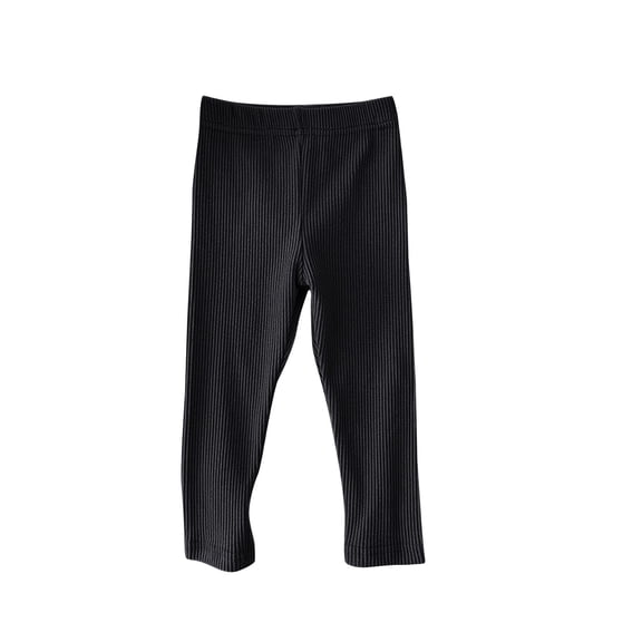KAUOD Girls Ribbed Stretchy Leggings Straight High Waist Cotton Thermal Tights Pants Kids Soft Plain Gym Yoga Leggings