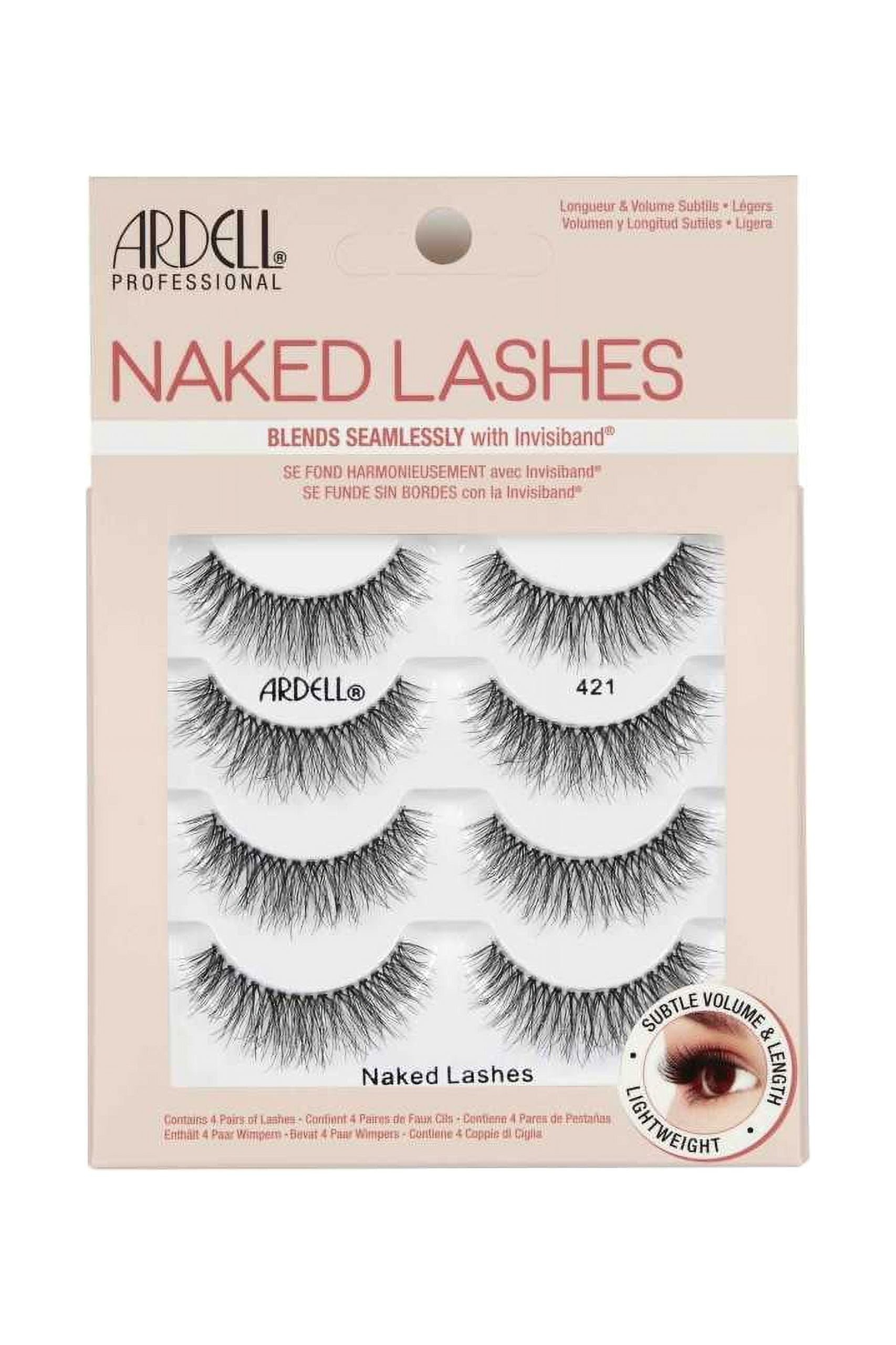 Ardell Naked Strip Lashes 421  Natural-Looking, Long-Lasting False Eyelashes with Invisiband for Seamless Blend, 4 Pairs, 1-Pack