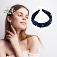 thumbnail image 7 of Unique Bargains 1 Pc Braided Faux Pearl flannelette Headband Headwear Hairband for Women 1.2 Inch Wide Navy Blue, 7 of 7