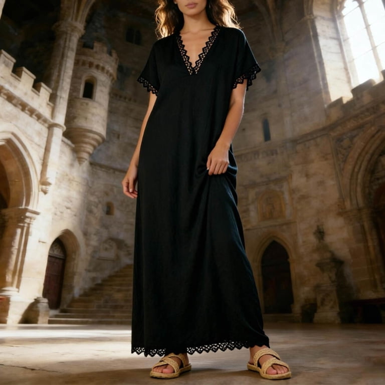 elegant cotton dresses for women SMihono Elegant Cotton Linen Shirt Dress for Women 2025 Loose Half Sleeve Lapel V Neck Casual Plus Size Dresses White XL