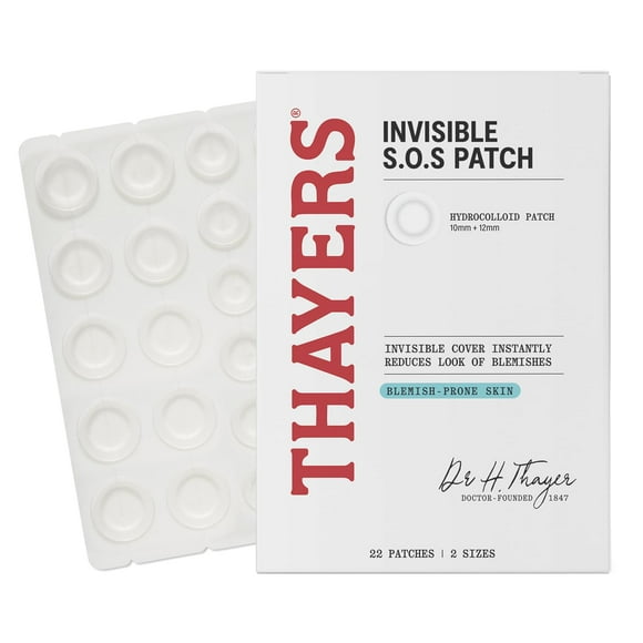 Parche para espinillas THAYERS Invisible S.O.S., hidrocoloide para acné, 22 unidades