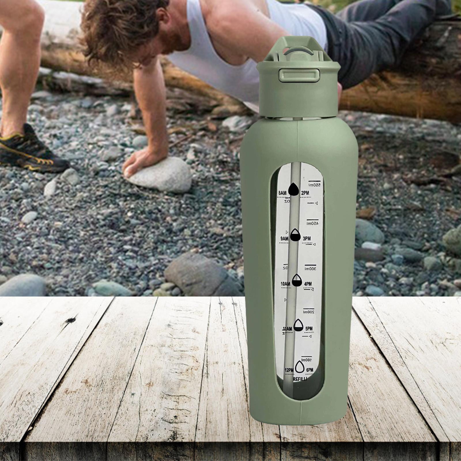 Baoblaze Glass Water Bottle Large Capacity Drinking Bottle for Workout Outdoor Hiking Green
