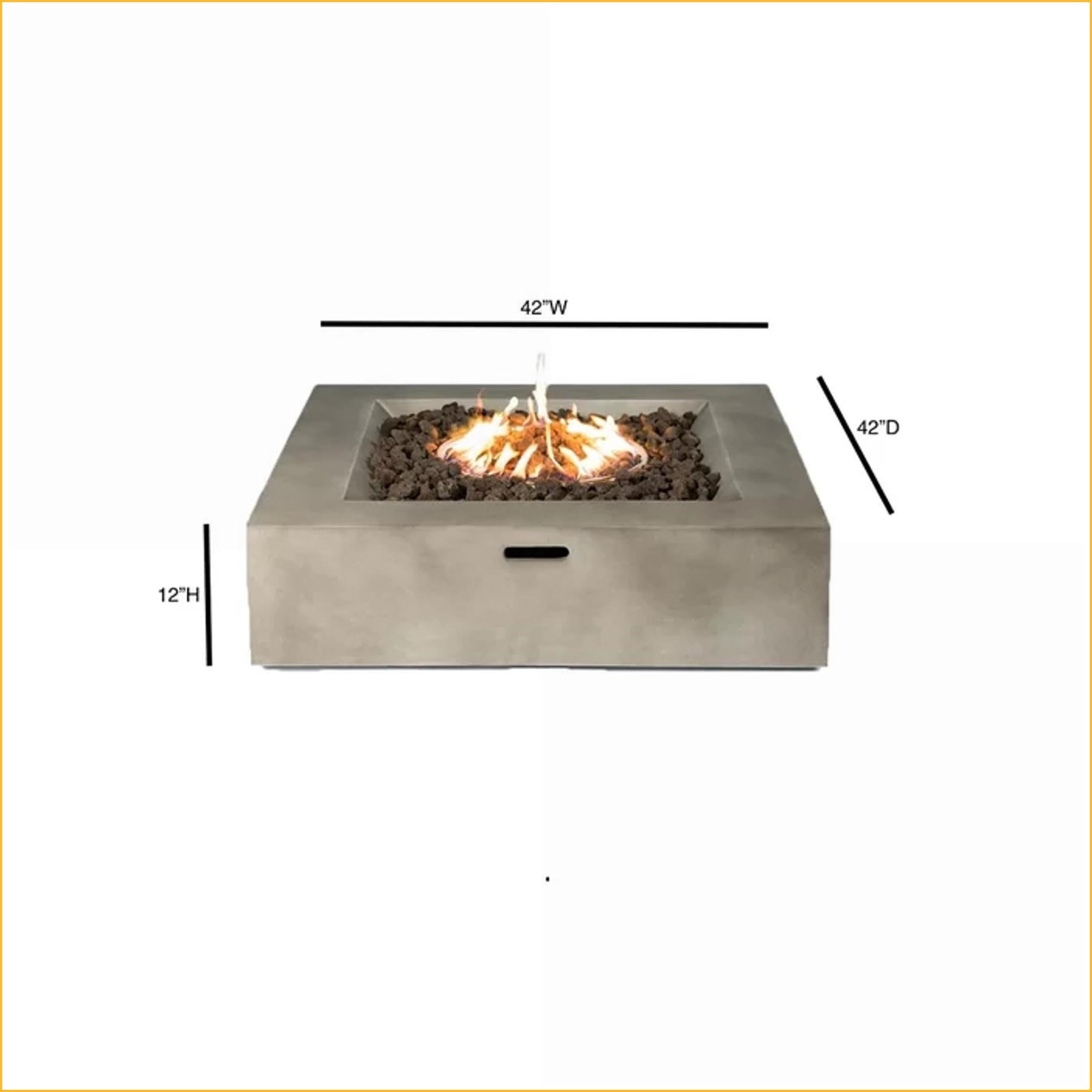 Outdoor Stoves | fogón al aire libre | 12" H Modern Concrete Fire Pit Table for Patio Backyard | Hidden Tank Storage | Concrete