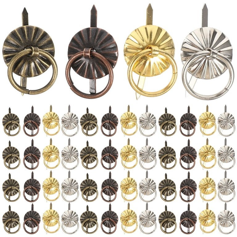 Frcolor 40pcs Metal Brad Fasteners with Pull Rings Mini Drawer Pulling Knobs DIY Accessories, Size: 4.72 x 3.15 x 0.79