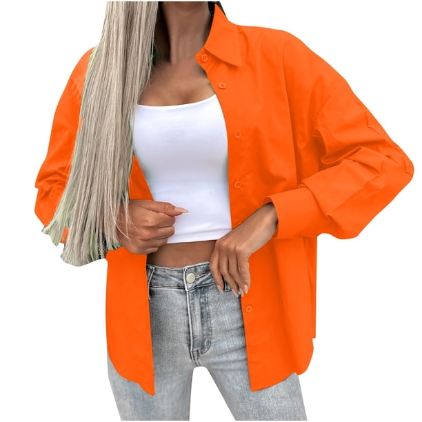 Mujeres Casual Sólido Manga Larga Turn-Down Collar Cardigan Botones Blusa Tops Odeerbi ODB-6