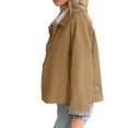 thumbnail image 5 of Plaid Patchwork Women Long Sleeve Lapel Single Breasted Jacket Trench Coat, 5 of 5