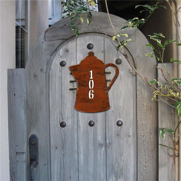 Coffee Pot Wooden Custom House Number Sign by G. DeBrekht | Love Family Kids D�cor - MA98552