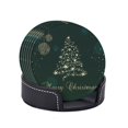 thumbnail image 2 of Posavasos de cuero de 6 piezas, posavasos de copos de nieve con diseño de árbol de Navidad de oro verde para bebidas, posavasos para tazas, regalo de inauguración de la casa, ideal para la decoración, 2 of 7