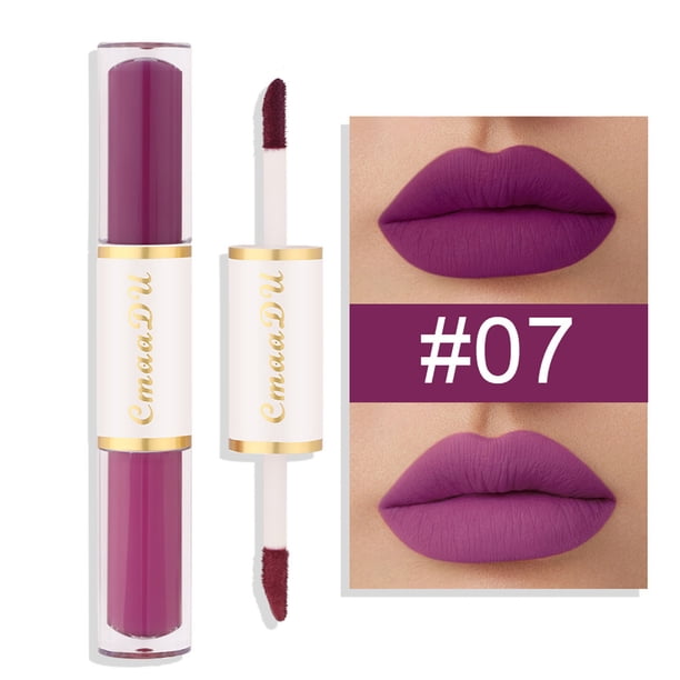Fiudx Artículos en oferta con ofertas flash El lápiz labial de doble cabeza Lip Glaze Lock Color Raincoat no se desvanece no se mancha con Glass Mirror Water Gloss Dudu Lip Glaze