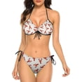 thumbnail image 1 of NICKSUN Ensemble Bikini Imprimé Homards Rouges pour Femmes, Maillots de Bain 2 Pcs Triangle à Ficelles, 1 of 6